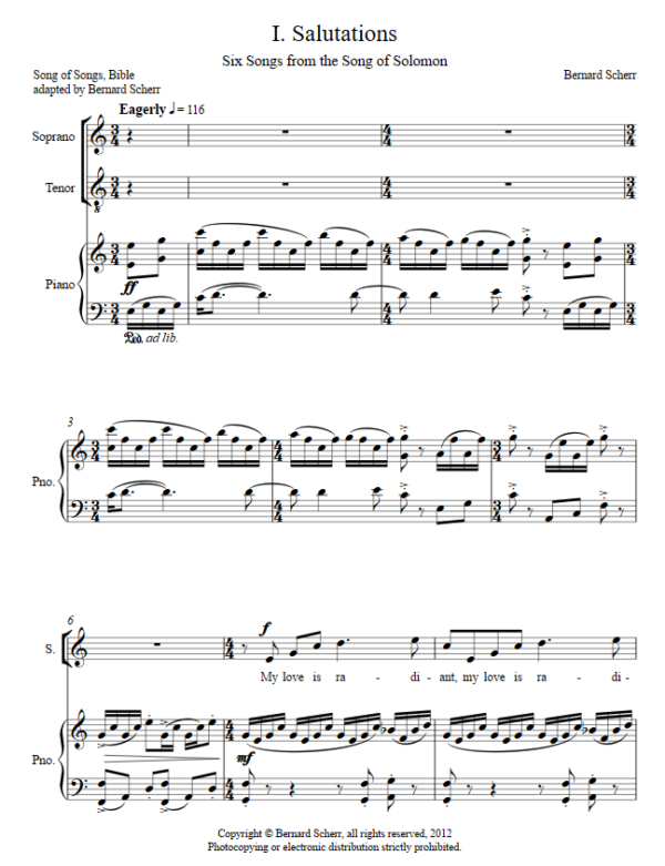 Song of Songs, for soprano, tenor, and piano